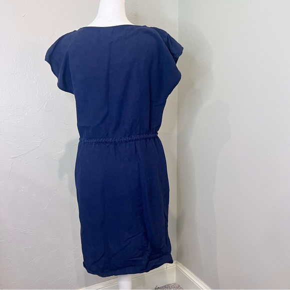 Merona 8 Target Navy Blue Button-Front linen Dress - Picture 7 of 13